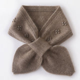 Pure Cashmere Neck Warmer Scarf Cashmere Knit Bowknot Scarf Taupe M