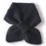 Pure Cashmere Neck Warmer Scarf Cashmere Knit Bowknot Scarf Gray M