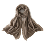Cashmere Scarf With Fringed Edges Long Cashmere Shawl With Tassel Taupe M