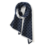 Womens Cashmere Scarf Decorative Edging Jacquard Cashmere Wraps Blue M