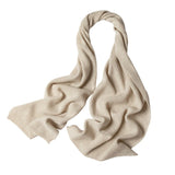Unisex Cashmere Shawls And Wraps Long Cashmere Ribbed Scarf Beige L