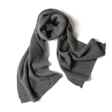 Unisex Cashmere Shawls And Wraps Long Cashmere Ribbed Scarf Dark Gray L
