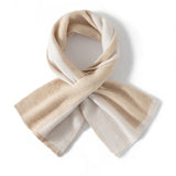 Color Contrast Pure Cashmere Scarf for Women Cashmere Crossover Scarf Beige + Ivory M