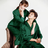 Couples Silk Sleepwear 100% Silk Matching Pajama Set Green XS
