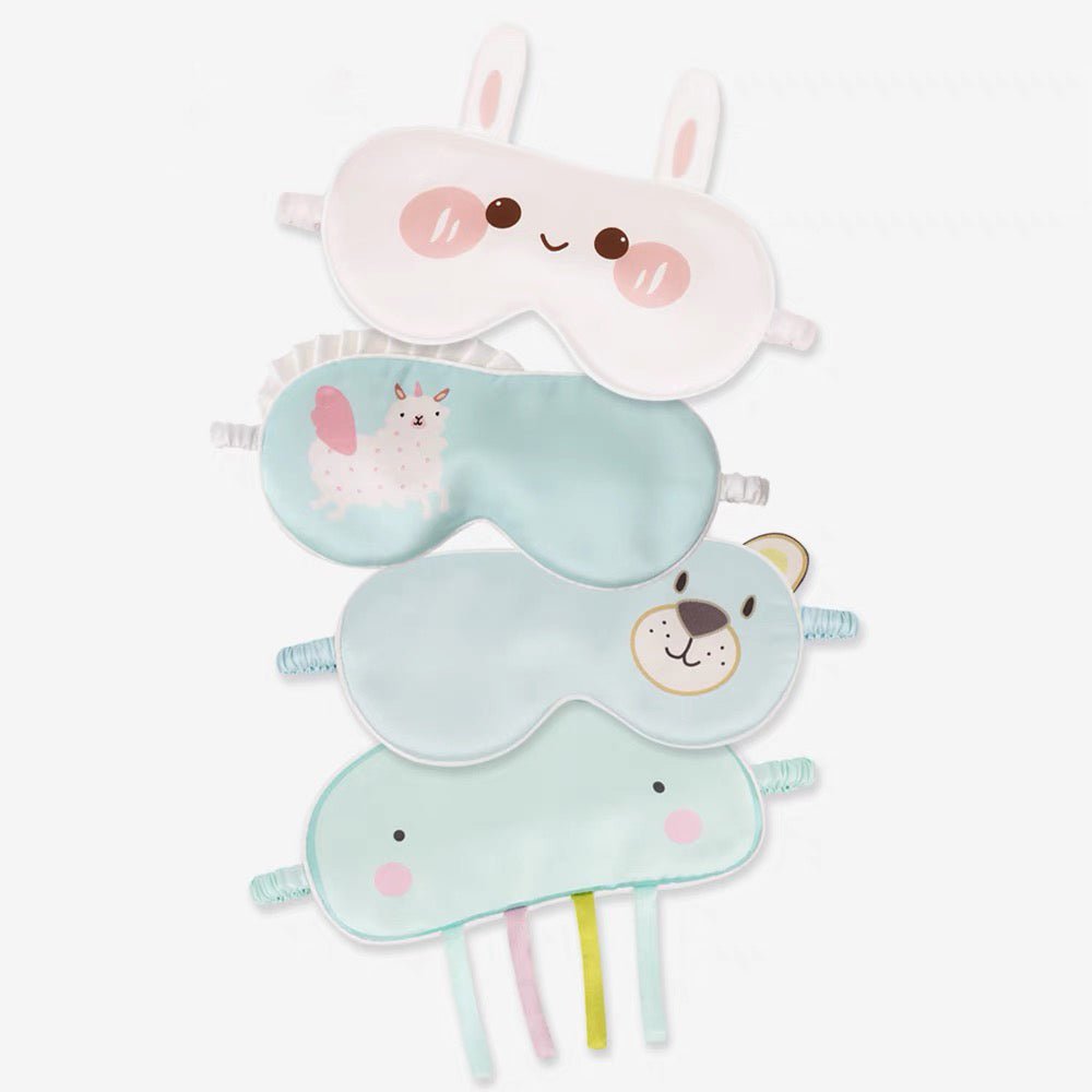 Cute Kids Silk Eye Mask Cartoon Animal and Fruit Designs Silk Sleep Mask Mint Green S