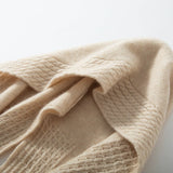 Diamond Knit Pure Cashmere Scarf Cashmere Shawl and Wrap Cashmere Balaclava Beige M