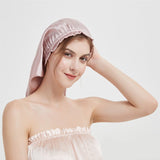 Elegant Women Silk Bonnet Long Silk Sleep Caps For Hair Rosy Pink 60cm
