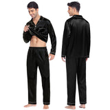 Family Long Silk Pajama Set 100% Pure Silk Matching Pjs Black XS