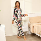 Women Flower Printed Silk Pajamas 100% Floral Silk Sleepwear White XS