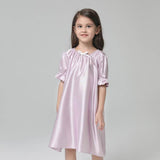 Girls Silk Nightgown 100% Mulberry Kids Silk Nightwear Lavender XS