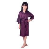 Kids Silk Kimono Silk Robe for Girls Short Sleeve Wrap Robe Purple XS
