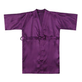 Kids Silk Kimono Silk Robe for Girls Short Sleeve Wrap Robe Purple XS