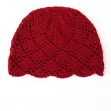 Handmade Crochet Cashmere Beanie for Women Cashmere Knit Hat Claret M