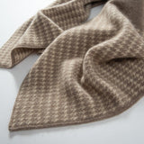 Womens Pure Cashmere Houndstooth Scarf Long Cashmere Shawls Taupe L