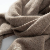 Womens Pure Cashmere Houndstooth Scarf Long Cashmere Shawls Taupe L
