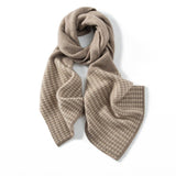Womens Pure Cashmere Houndstooth Scarf Long Cashmere Shawls Taupe L