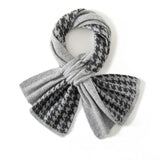 Cashmere Houndstooth Scarf For Sophisticated Warmth Crossed Scarf Gray M