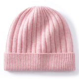 Kids Cashmere Beanie Ribbed Knit Cashmere Hat Multi Colors Cashmere Cuffed Hat Pink S