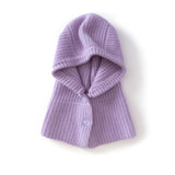 Kids Cashmere Knit Hood Hat Cashmere Balaclava for Boys and Girls Purple S