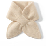 Kids Colorful Knit Cashmere Scarf Bow Knot Cashmere Neck Warmer Beige S