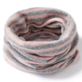 Kids Striped Cashmere Scarf Cashmere Neck Gaiter Pure Cashmere Neck Warmer Pink + Grey S