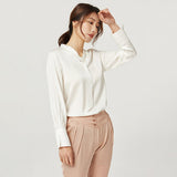 Ladies Pure Silk Shirt Mulberry Ribbon Work Silk Blouse Tops White XS