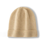 Lightweight Cashmere Winter Hat with Ribbed Edge Cashmere Knit Beanie Beige M