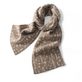 Pure Cashmere Scarf With Reversible Geometric Pattern Double Layer Taupe M