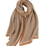 Ribbed Cashmere Scarf Long Cashmere Shawl And Wraps Border Detail Beige XL