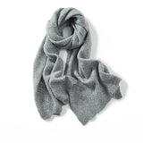 Soft Cashmere Scarf With Textured Chevron Design Long Cut - out Gray L