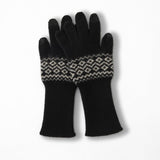 Cashmere Fair Isle Knit Gloves With Touchscreen Tips Magic Gloves Black M