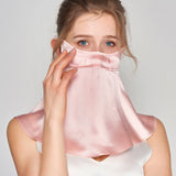 Long Silk Face Masks Silk Face Cover Breathable Anti - uv Mask Pink M