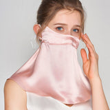 Long Silk Face Masks Silk Face Cover Breathable Anti - uv Mask Pink M