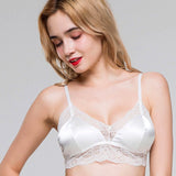 Luxurious Lace Wireless Silk Bralette White S