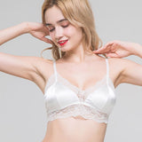 Luxurious Lace Wireless Silk Bralette White S