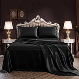 Luxury 100% Silk Bedding 19 Momme Pure Silk Flat Sheet Black Twin (66"x96")