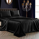 Luxury 100% Silk Bedding 25 Momme Mulberry 1 Pcs Silk Flat Sheet Black Twin (66"x96")