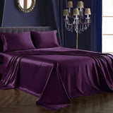 Luxury 100% Silk Bedding 25 Momme Mulberry 1 Pcs Silk Flat Sheet Deep Purple Twin (66"x96")