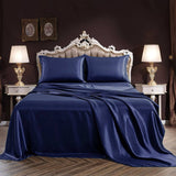 Luxury 100% Silk Sheet Set 19 Momme 3PCS Silk Flat Sheet Set Black Twin (66"x96")