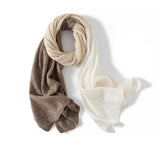 Luxury Cashmere Shawl Gradient Cashmere Knit Scarf Cashmere Stole Beige L