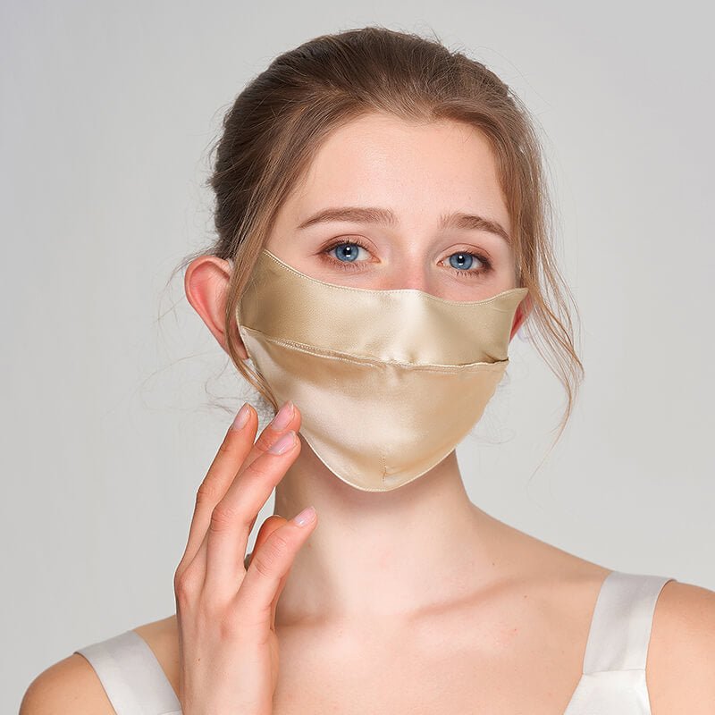 Luxury Silk Face Masks Sun Protection Mask Anti - UV Face Mask M Champagne