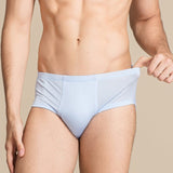 Men Silk Briefs Comfortable Breathable Silk Triangle Boxer Blue S
