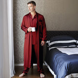 Mens Long Silk Pajamas & Robe Set Full Length Silk Sleepwear