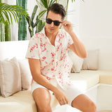 Men's Silk Hawaiian Shirts Luxury Button Down Silk Beach Shirt XS White