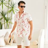 Men's Silk Hawaiian Shirts Luxury Button Down Silk Beach Shirt XS White