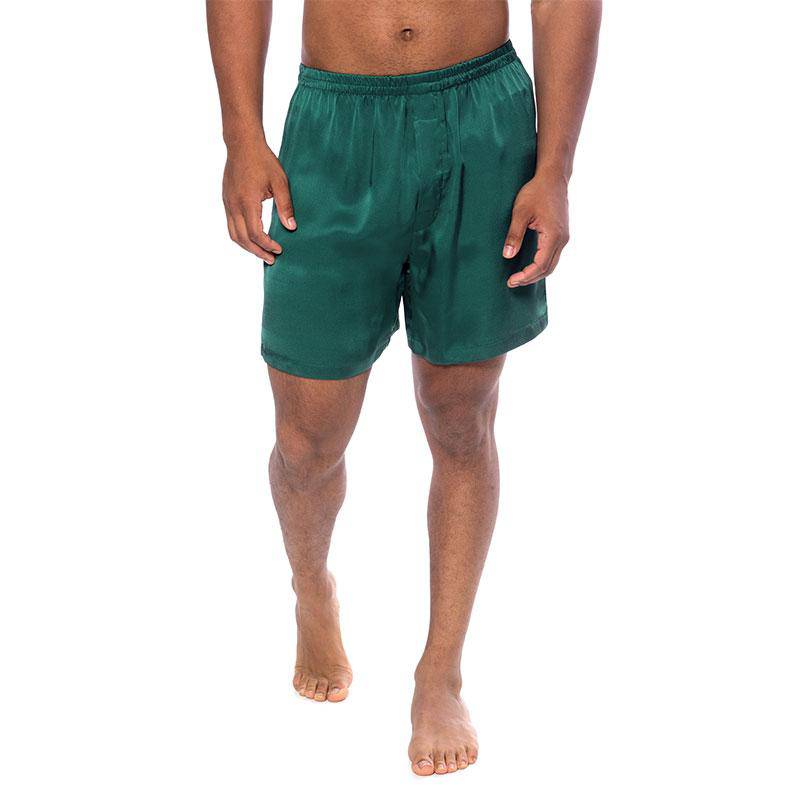 Mens Silk Pajama Shorts Pants Luxury 100% Pure Silk Boxers Green XS