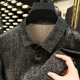 Mens Silk Shirts Short Sleeve Crackled Bronze Texture Silk Dress Shirt XS Black