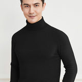 Mens Turtleneck Cashmere Sweater Soft Knit Pullover Ribbing Edge Black XS