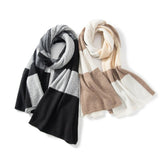100% Cashmere Colorblock Scarf Cashmere Winter Shawl And Wrap Gray L