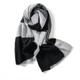 100% Cashmere Colorblock Scarf Cashmere Winter Shawl And Wrap Gray L